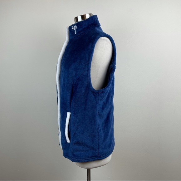 Emerson Street Navy Blue White SC Palmetto Full Zip Fleece Vest Women XL - Picture 6 of 9